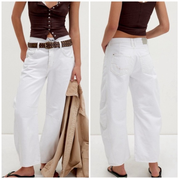 Free People Denim - NWOT Free People We The Free Good Luck Mid-Rise Barrel Jeans optic white - 26S